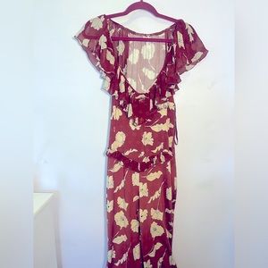 Free people floral maroon jumpsuit